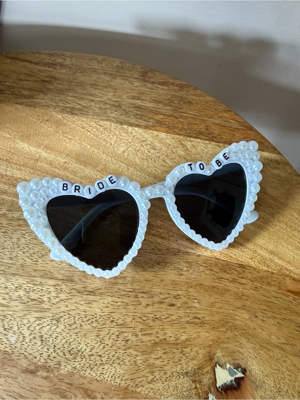 Bride To Be Pearl Heart Sunglasses - White